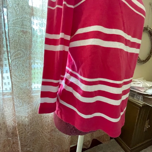 Chaps square neck pink and white striped top - Picture 4 of 5